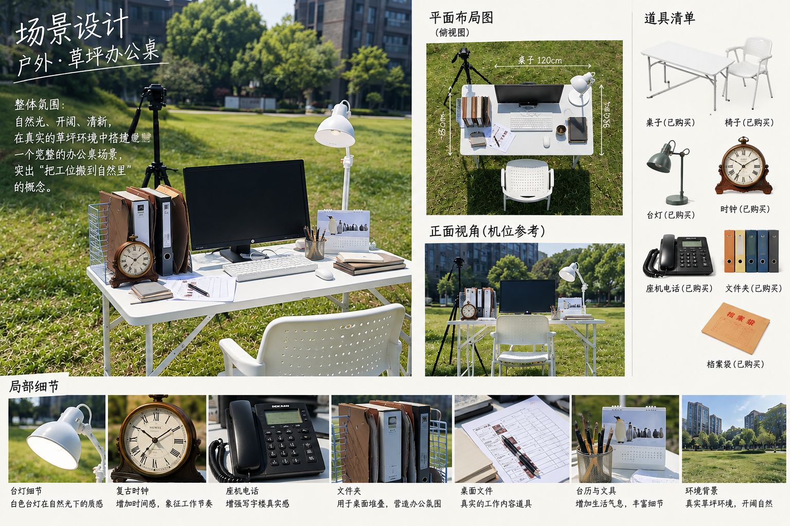 户外草坪办公场景设计板