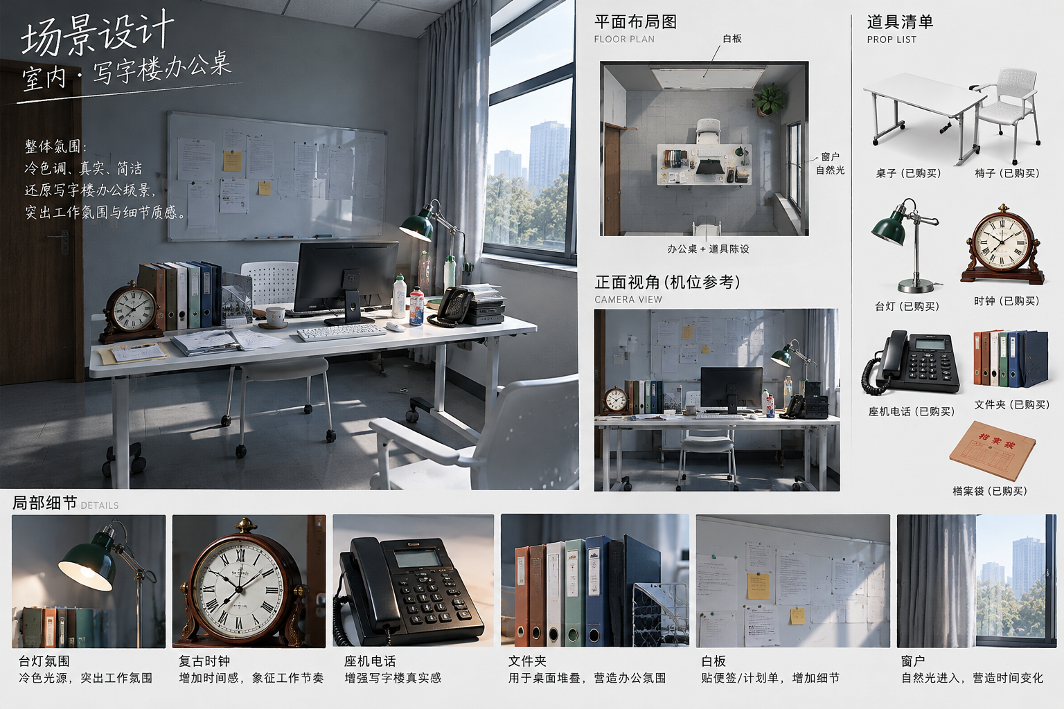 办公室场景设计与道具布局板