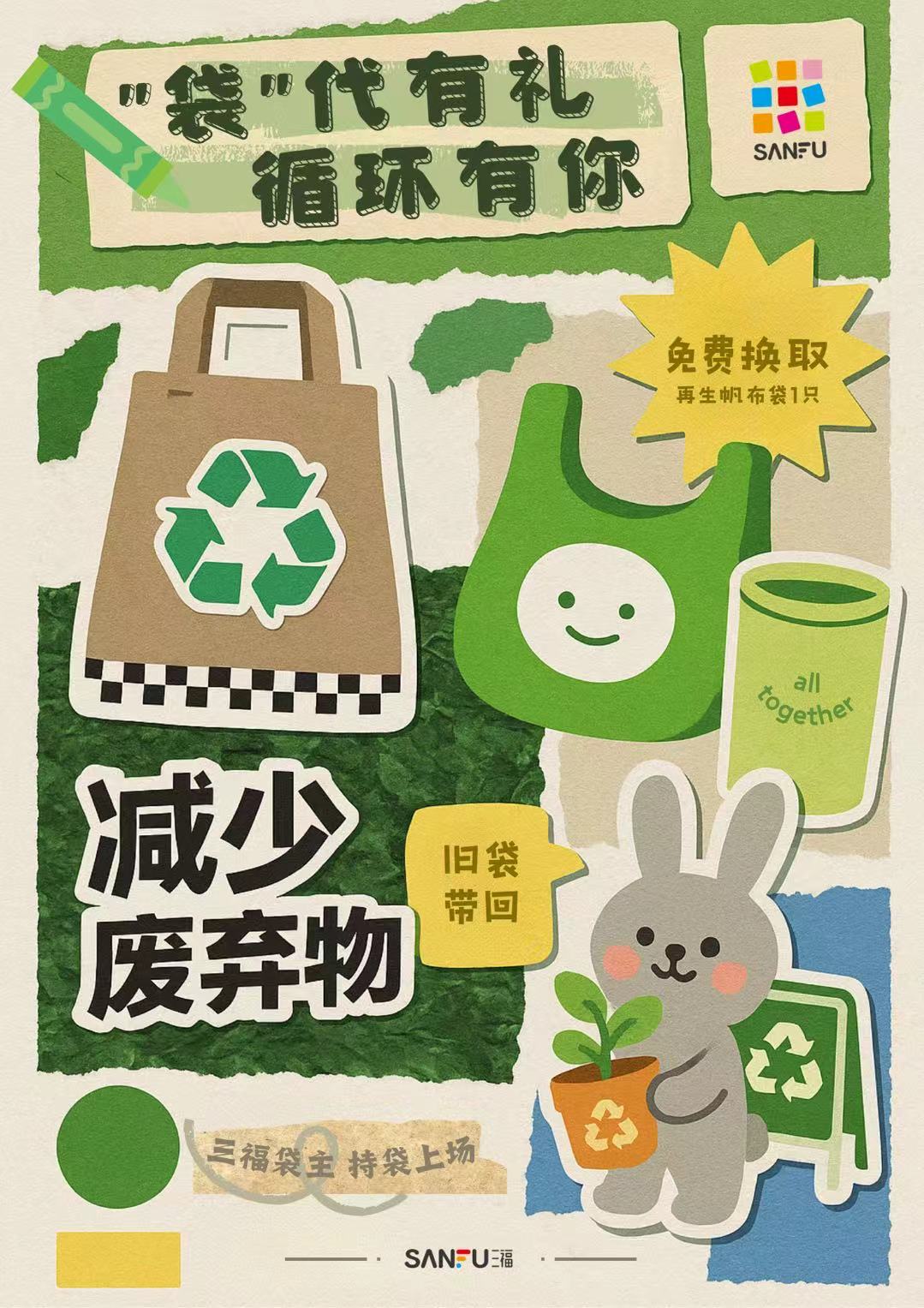 SANFU 环保袋海报：袋代有礼