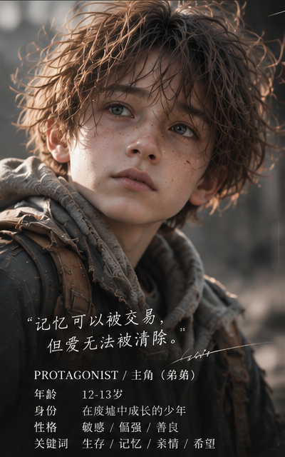 废墟少年面部肖像